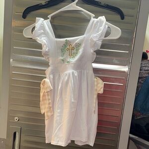 White and Yellow Kids Casual Dress